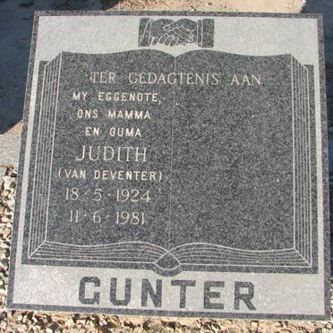 GUNTER Judith nee van DEVENTER 1924-1981