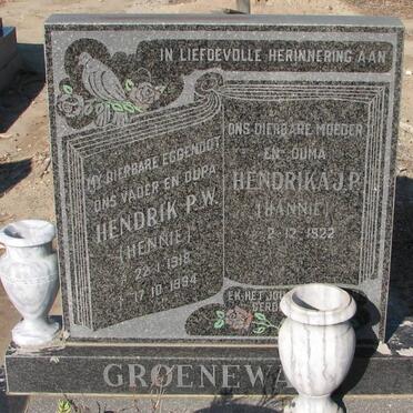 GROENEWALD Hendrik P.W. 1918-1994 &amp; Hendrika J.P. 1922-