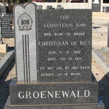 GROENEWALD Christiaan de Wet 1952-1971