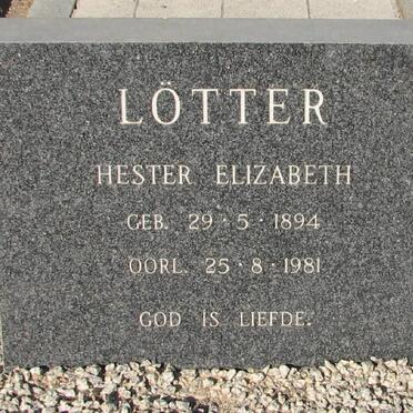LOTTER Hester Elizabeth 1894-1981