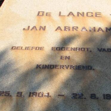 LANGE Jan Abraham, de 1904-1962