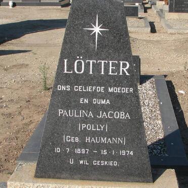 LOTTER Paulina Jacoba nee HAUMANN 1897-1974