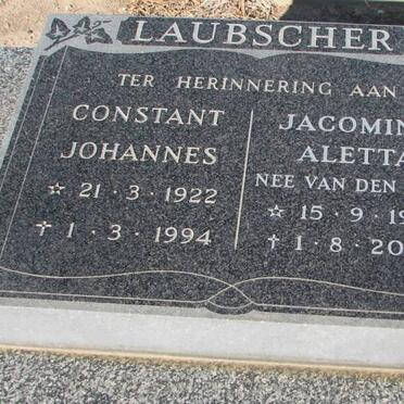 LAUBSCHER Constant Johannes 1922-1994 &amp; Jacomina Aletta van den BERG 1929-2006