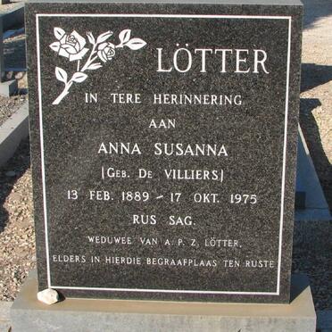 LOTTER Anna Susanna nee de VILLIERS 1889-1975