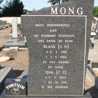 MONG J.N. 1916-1982 &amp; C.C. 1920-1991