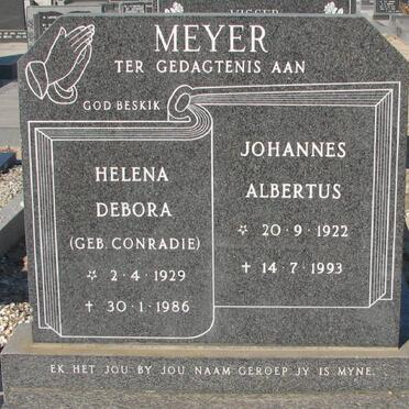 MEYER Johannes Albertus 1922-1993 &amp; Helena Debora CONRADIE 1929-1986