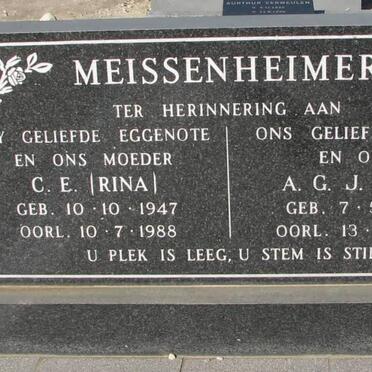 MEISSENHEIMER A.G.J. 1943-1994 &amp; C.E. 1947-1988