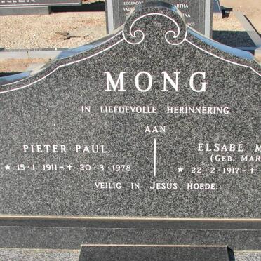 MONG Pieter Paul 1911-1978 &amp; Elsabe Maria 1917-1983