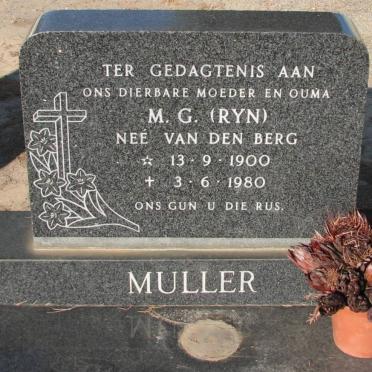 MULLER M.G. nee van den BERG 1900-1980