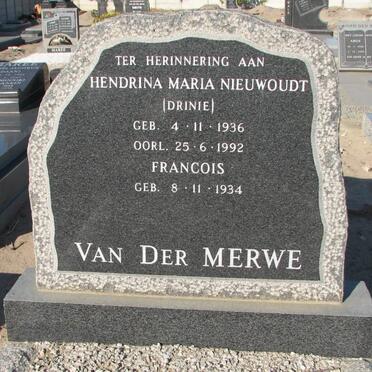 MERWE Francois 1934- &amp; Hendrina Maria NIEUWOUDT 1936-1992
