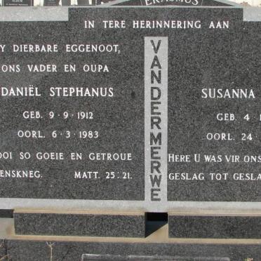 MERWE Daniel Stephanus, van der 1912-1983 &amp; Susanna Maria 1917-2003