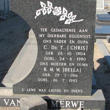 MERWE C. Du T., van der 1904-1990 &amp; B.M.M. 1916-1993