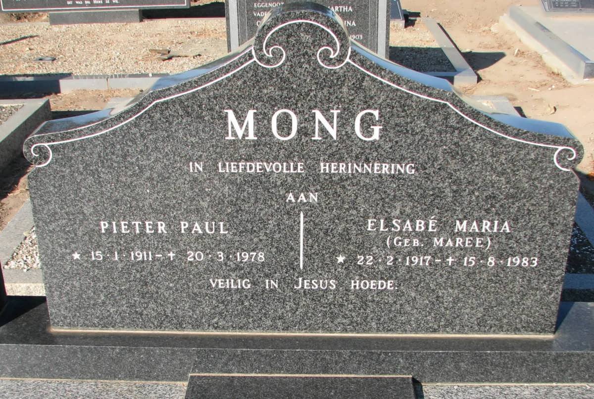 MONG Pieter Paul 1911-1978 &amp; Elsabe Maria 1917-1983