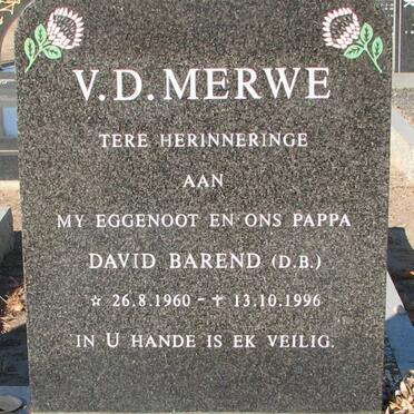 MERWE David Barend, v.d. 1960-1996