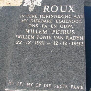 ROUX Willem Petrus 1921-1992