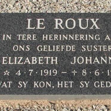 ROUX Elizabeth Johanna, le 1919-1991