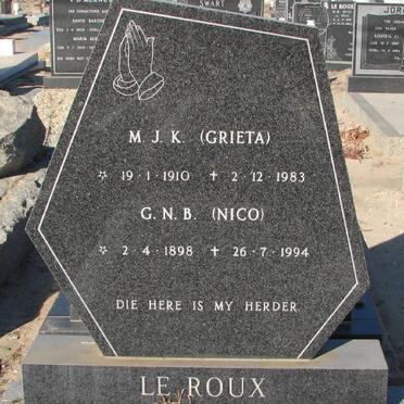 ROUX G.N.B., le 1898-1994 &amp; M.J.K. 1910-1983