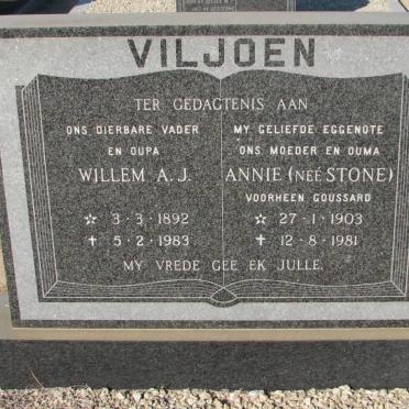 VILJOEN Willem A.J. 1892-1983 &amp; Annie GOUSSARD nee STONE 1903-1981