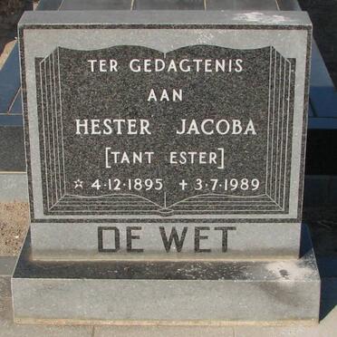 WET Hester Jacoba, de 1895-1989