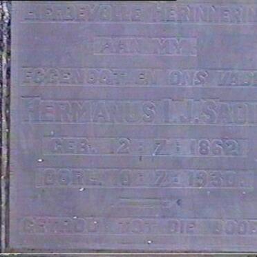 SADIE Hermanus Izak Johannes 1862-1930