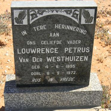 WESTHUIZEN Louwrence Petrus, van der 1895-1972