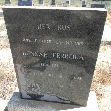 FERREIRA Hennah nee COETZEE 1912-1941