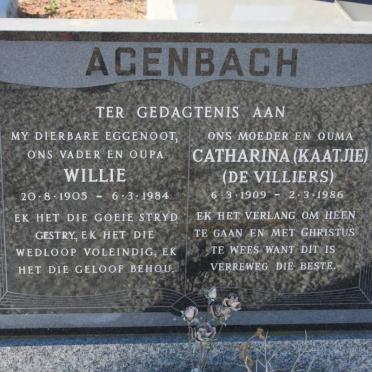 AGENBACH Willie 1905-1984 &amp; Catharina  DE VILLIERS 1909-1986