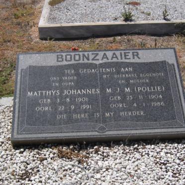 BOONZAAIER Matthys Johannes 1901-1991 &amp; M.J.M. 1904-1986