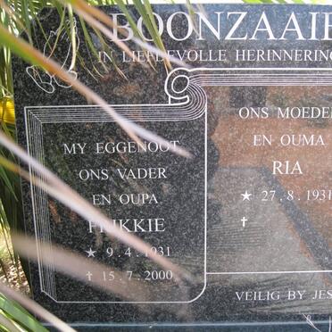 BOONZAAIER Frikkie 1931-2000 &amp; Ria 1931-