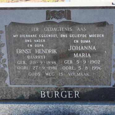 BURGER Ernst Hendrik 1898-1981 &amp; Johanna Maria 1902-1996