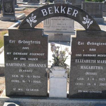 BEKKER Marthinus Johannes 1920-1966 &amp; Elizabeth Maria Magaretha 1925-2005