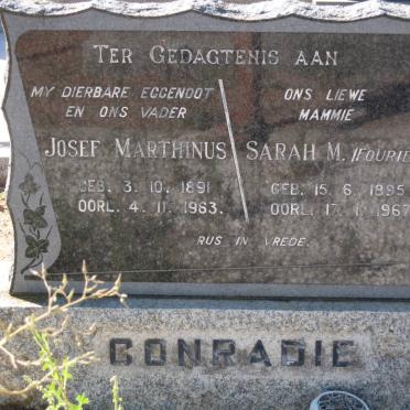 CONRADIE Josef Marthinus 1891-1983 &amp; Sarah M. FOURIE 1895-1967