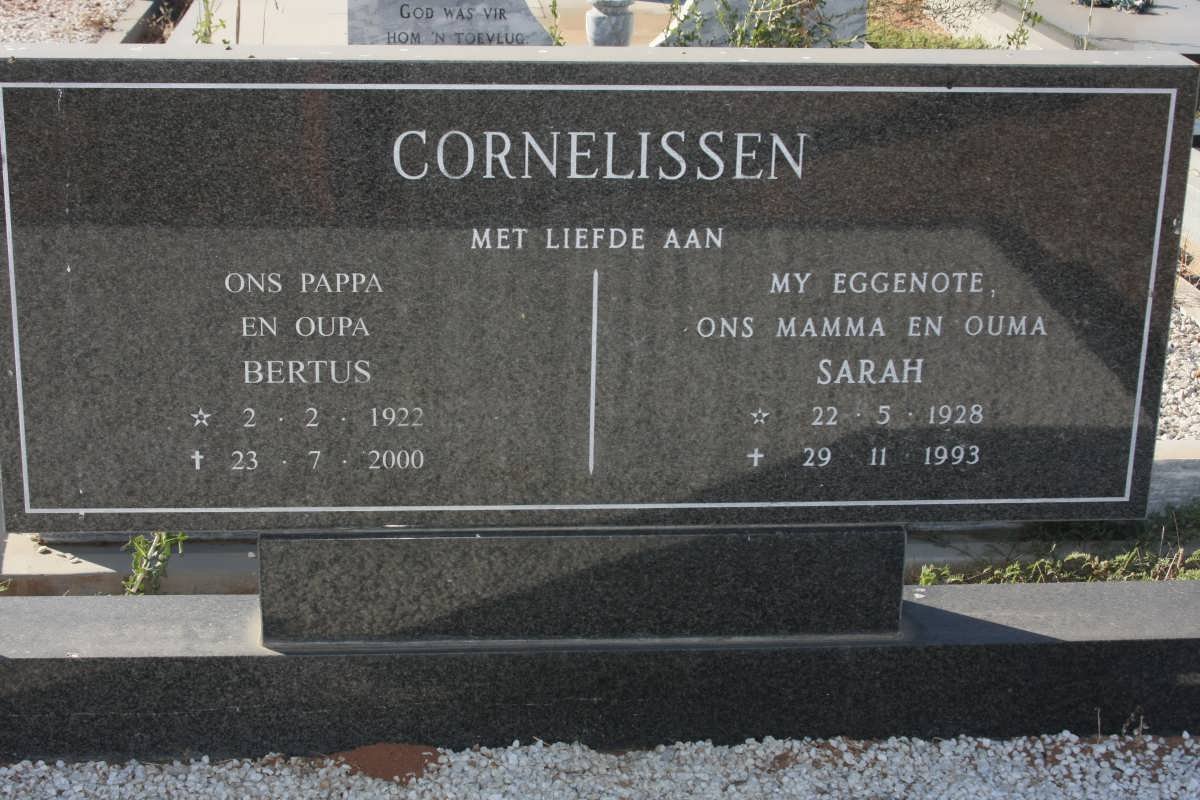 CORNELISSEN Bertus 1922-2000 &amp; Sarah 1928-1993