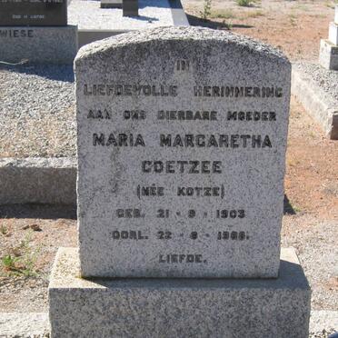 COETZEE Maria Margaretha nee KOTZE 1903-1968