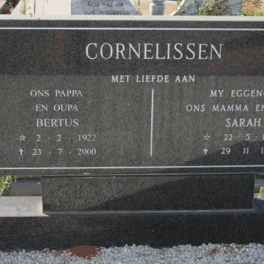 CORNELISSEN Bertus 1922-2000 &amp; Sarah 1928-1993