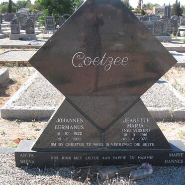 COETZEE Johannes Hermanus 1922-1972 &amp; Jeanette Maria VISSER 1916-1972