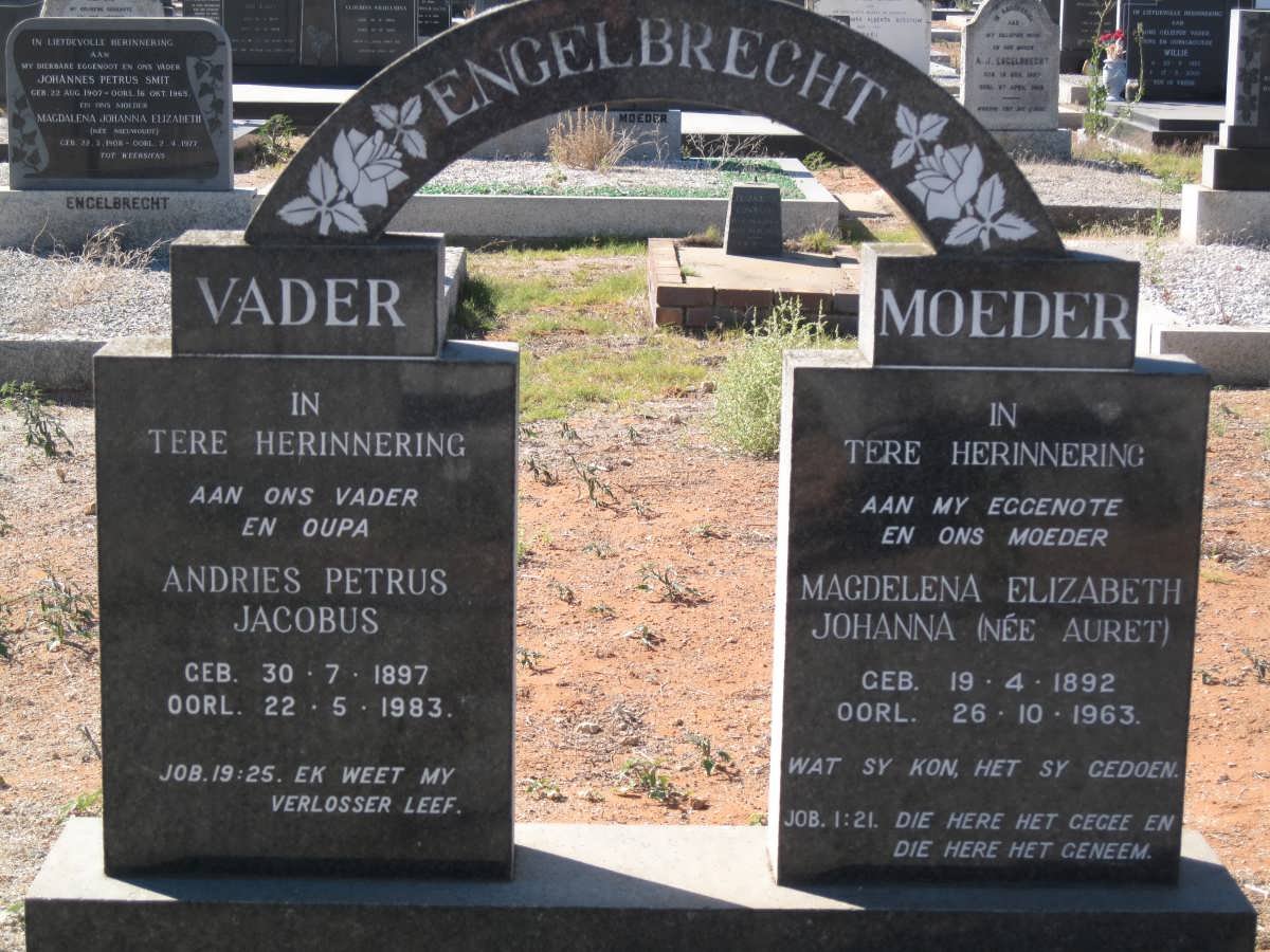 ENGELBRECHT Andries Petrus Jacobus 1897-1983 &amp; Magdalena Elizabeth Johanna AURET 1892-1963