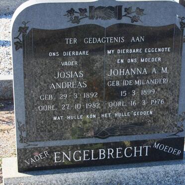 ENGELBRECHT Josias Andreas 1892-1982 &amp; Johanna A.M. DE MILANDER 1899-1976