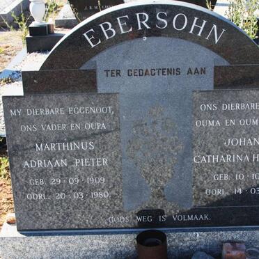 EBERSOHN Marthinus Adriaan Pieter 1909-1980 &amp; Johanna Catharina Hendrika 1916-2007