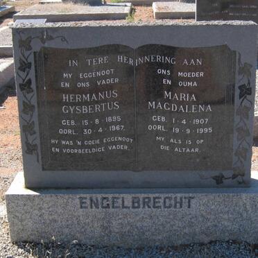 ENGELBRECHT Hermanus Gysbertus 1895-1967 &amp; Maria Magdalena 1907-1995