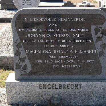ENGELBRECHT Johannes Petrus Smit 1907-1965 &amp;  Magdalena Johanna Elizabeth NIEUWOUDT 1908-1977