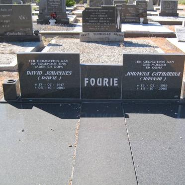 FOURIE David Johannes 1917-2001 &amp; Johanna Catharina 1919-2005