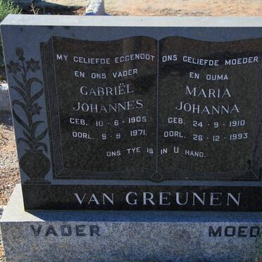 GREUNEN Gabriël Johannes, van 1905-1971 &amp; Maria Johanna 1910-1993