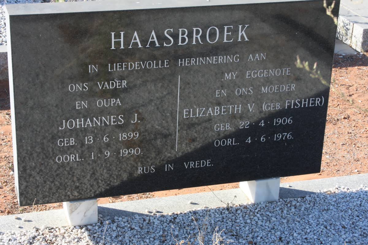 HAASBROEK Johannes J. 1899-1990 &amp; Elizabeth V. FISHER 1906-1976