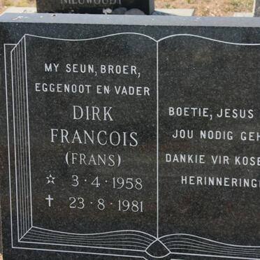 KOTZE Dirk Lodewyk Petrus 1932-1981 &amp; Alida Carolina 1924-1992 :: KOTZE Dirk Francois 1958-1981