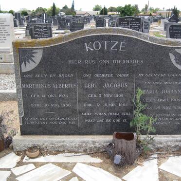 KOTZÉ Gert Jacobus 1908-1965 &amp; Maria Johanna 1909-1956 :: KOTZÉ Marthinus Albertus 1934-1956