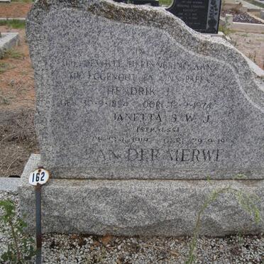 MERWE Hendrik J., van der 1894-1974 &amp; Janetta S.W.J. STRAUSS 1919-1976