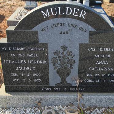 MULDER Johannes Hendrik Jacobus 1900-1975 &amp; Anna Catharina 1905-1985