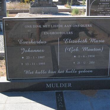 MULDER Everhardus Johannes 1907-1995 &amp; Elizabeth Maria MOUTON 1914-2000