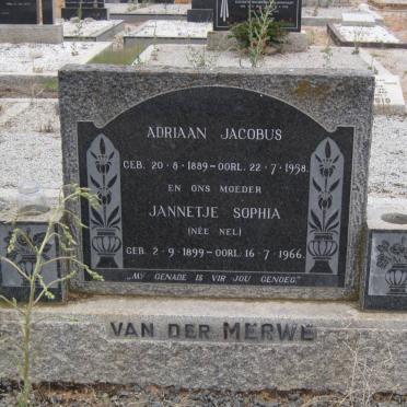 MERWE Adriaan Jacobus, van der 1889-1958 &amp; Jannetje Sophia NEL 1899-1966